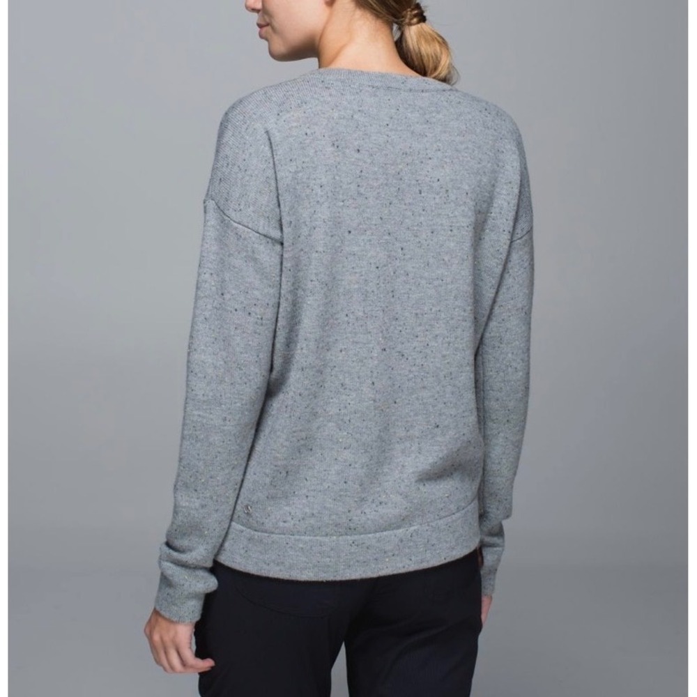 Lululemon Yogi Crew‎ Sweater Heather Speckled Grey Merino Wool Medium - Picture 2 of 10